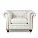 The Chesterfield Armchair – Classic Real Leather Style Sofa Chair with Wooden Frame, Modern Contemporary Accent Seating for Living Room, Office & Lounge