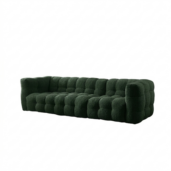 Zobah Grey Boucle Two Seater Sofa – Modern Contemporary Upholstered Loveseat with Soft Textured Fabric, Comfortable Seating for Living Room