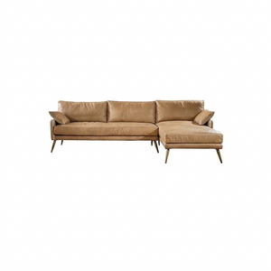Luna 3-Seater Real Leather Sofa – Modern Contemporary Corner Style Couch with High Density Foam & Steel Frame – Comfortable Living Room Seating (Green, Brown, Grey)