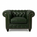 The Chesterfield Armchair – Classic Real Leather Style Sofa Chair with Wooden Frame, Modern Contemporary Accent Seating for Living Room, Office & Lounge