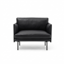 Muuto Outline Style 2-Seater Armchair – Premium Leather Upholstery, Painted Steel Legs, Contemporary Modern Sofa in Brown or Black