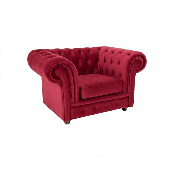 ChicComfort Chesterfield Velvet Armchair – Modern Upholstered Accent Lounge Chair with Solid Wood Frame, Contemporary Living Room Seating (Grey, Black, White, Green, Blue, Red, Brown)