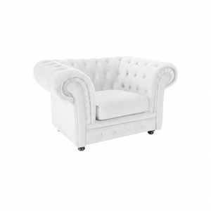 ChicComfort Chesterfield Velvet Armchair – Modern Upholstered Accent Lounge Chair with Solid Wood Frame, Contemporary Living Room Seating (Grey, Black, White, Green, Blue, Red, Brown)