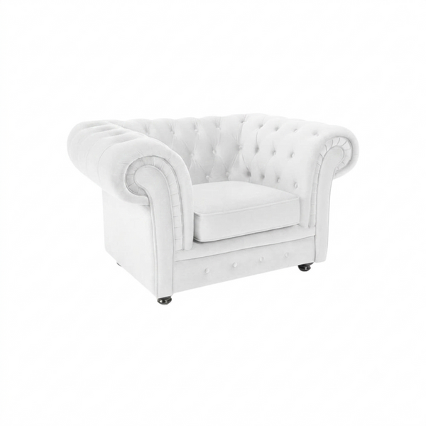 ChicComfort Chesterfield Velvet Armchair – Modern Upholstered Accent Lounge Chair with Solid Wood Frame, Contemporary Living Room Seating (Grey, Black, White, Green, Blue, Red, Brown)