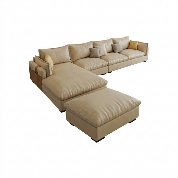 G918 Amos Three Seater Corner Sofa – Modern Leathaire Upholstered L-Shaped Sofa | Comfortable Contemporary Living Room Couch (Grey, Beige, Dark Grey, Blue)