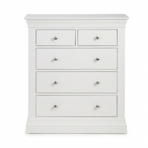 Julian Bowen Clermont 3+2 Drawer Chest in White Lacquer with Pine & MDF Construction