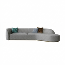 Welby Curved 3-Seater Sofa – Modern Boucle or Velvet Upholstered Living Room Couch, Contemporary Lounge Seating in Grey or White