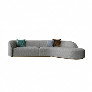 Welby Curved 3-Seater Sofa – Modern Boucle or Velvet Upholstered Living Room Couch, Contemporary Lounge Seating in Grey or White