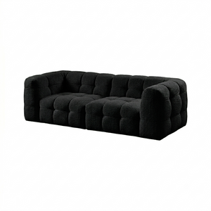 Zobah Grey Boucle Two Seater Sofa – Modern Contemporary Upholstered Loveseat with Soft Textured Fabric, Comfortable Seating for Living Room