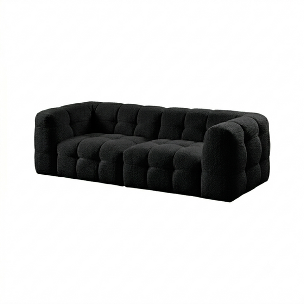 Zobah Grey Boucle Two Seater Sofa – Modern Contemporary Upholstered Loveseat with Soft Textured Fabric, Comfortable Seating for Living Room