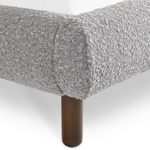 Hannah Grey Bouclé Upholstered Curved Double Bed Frame