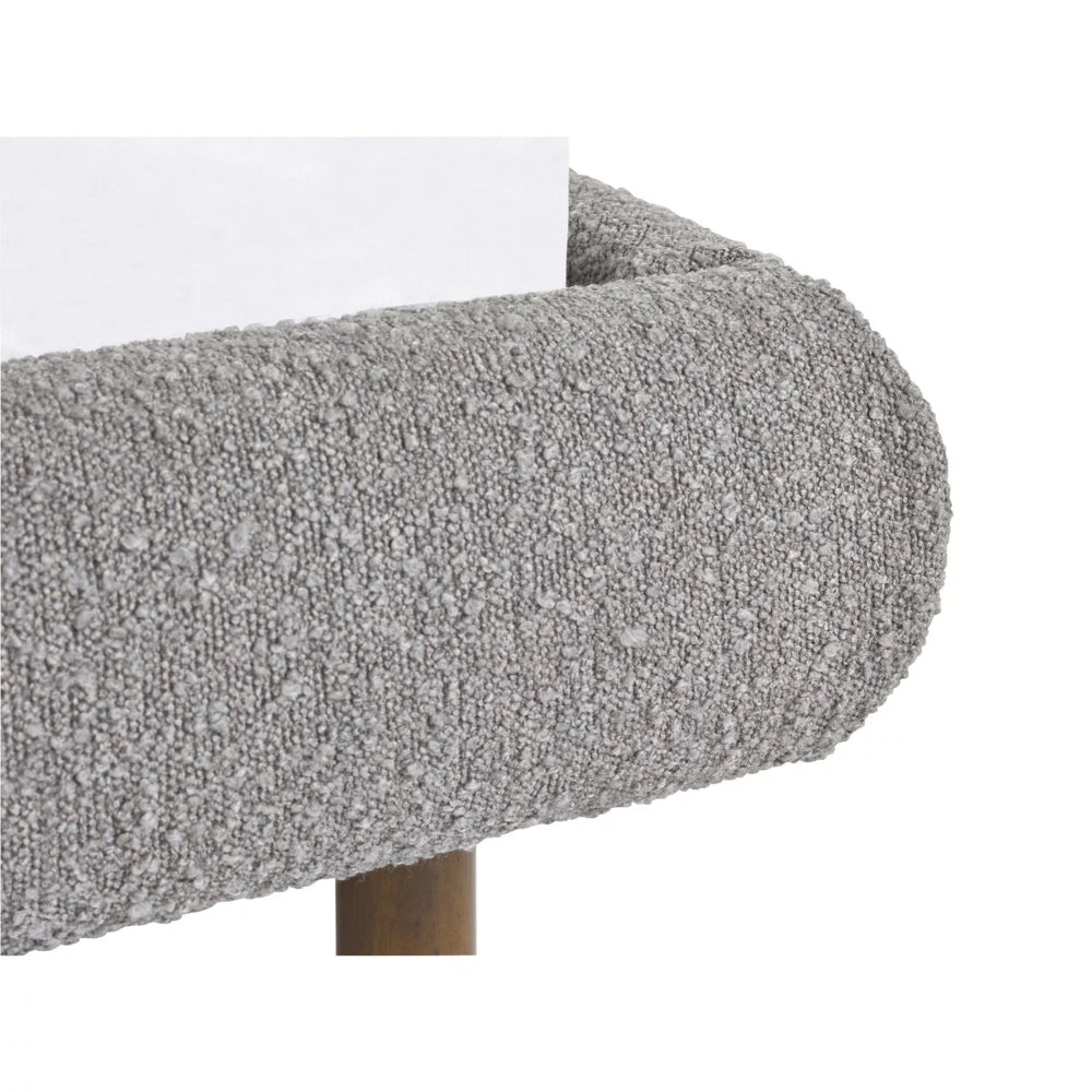 Hannah Grey Bouclé Upholstered Curved Double Bed Frame