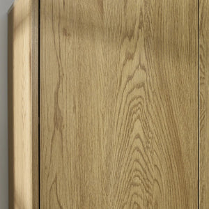 Julian Bowen Harlow 2 Door Wardrobe in Light Oak Effect with Hanging Rail, Storage Shelf & Black Recessed Handles