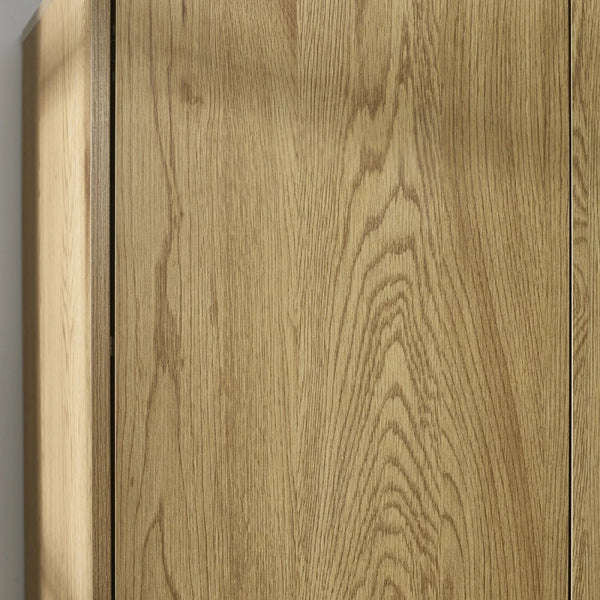 Julian Bowen Harlow 2 Door Wardrobe in Light Oak Effect with Hanging Rail, Storage Shelf & Black Recessed Handles