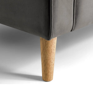 Julian Bowen Hayward Velvet Armchair – Contemporary Upholstered Accent Chair with Deep Pile Grey Velvet & Choice of Black or Light Oak Legs