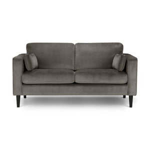 Julian Bowen Hayward 2 Seater Velvet Sofa – Modern Grey Upholstered Couch with Deep Foam Padding & Choice of Black or Light Oak Legs