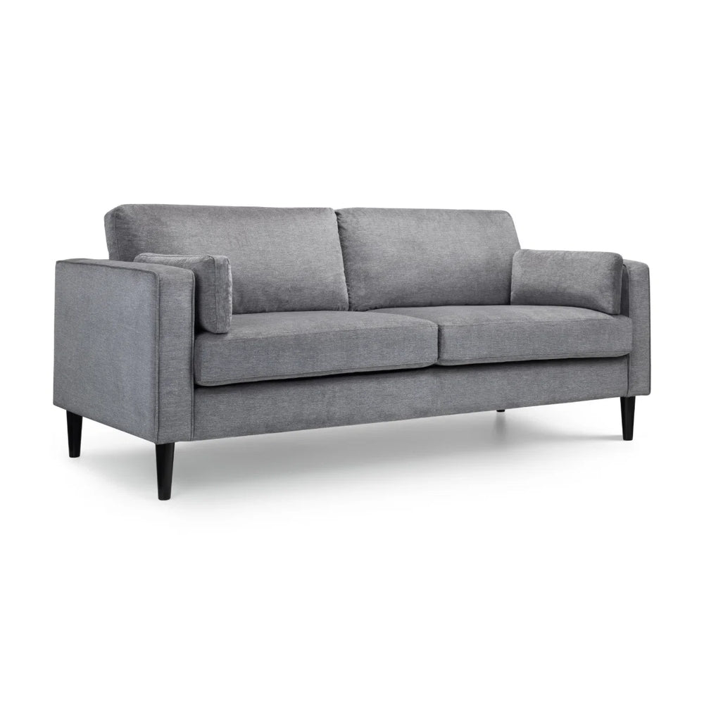 Hayward 3 Seater Chenille Fabric Sofa – Modern Dark Grey Upholstered Couch with Choice of Black or Light Oak Legs