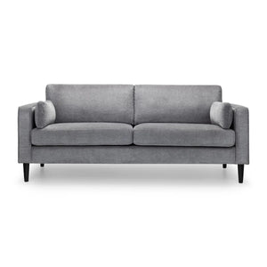 Hayward 3 Seater Chenille Fabric Sofa – Modern Dark Grey Upholstered Couch with Choice of Black or Light Oak Legs