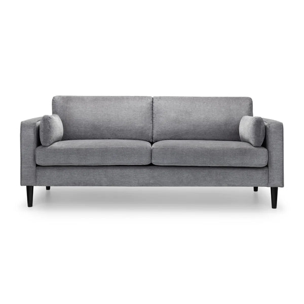 Hayward 3 Seater Chenille Fabric Sofa – Modern Dark Grey Upholstered Couch with Choice of Black or Light Oak Legs