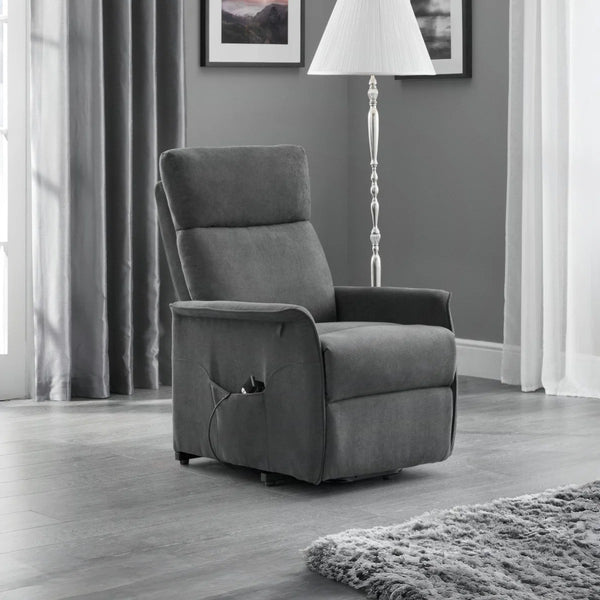 Helena Electric Rise & Recline Chair – Charcoal Fabric Mobility Armchair with Lift Assist