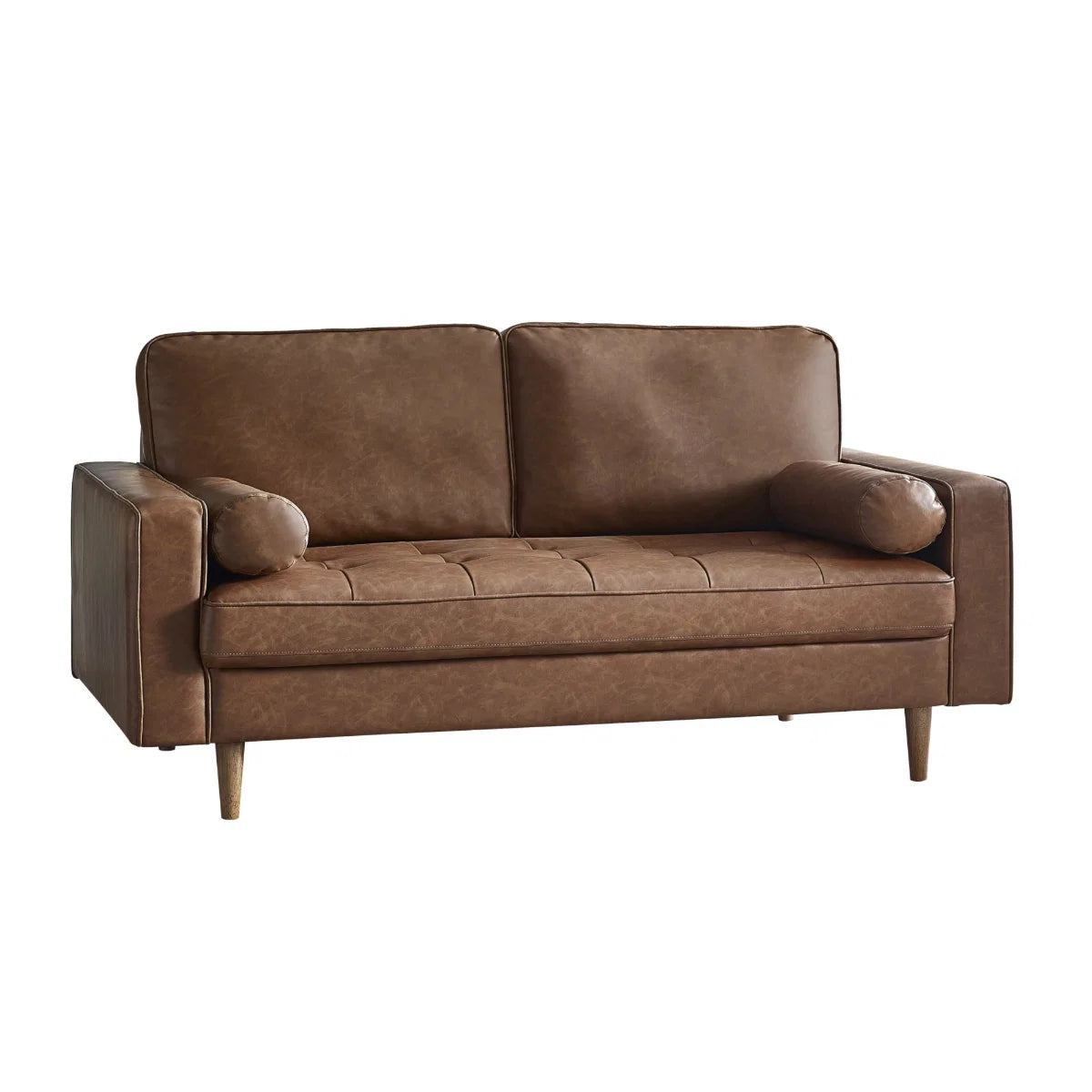 Henley 3 Seater Faux Leather Sofa Bolster Cushions