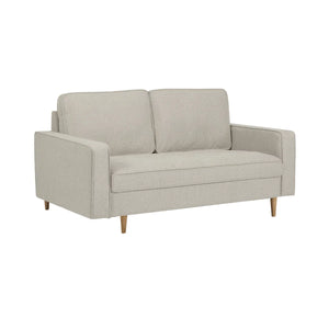 Henrietta Beige Chenille 3 Seater Sofa with Tufted Seat & Wooden Legs