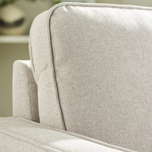Henrietta Beige Chenille 3 Seater Sofa with Tufted Seat & Wooden Legs