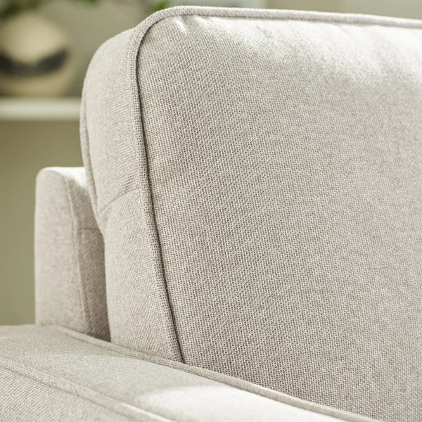Henrietta Beige Chenille 3 Seater Sofa with Tufted Seat & Wooden Legs