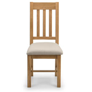 Hereford Solid White Oak Dining Chairs Set of 2 with Taupe Linen Upholstered Seats, Slatted Back, Waxed Finish, Wooden Dining Chair Pair