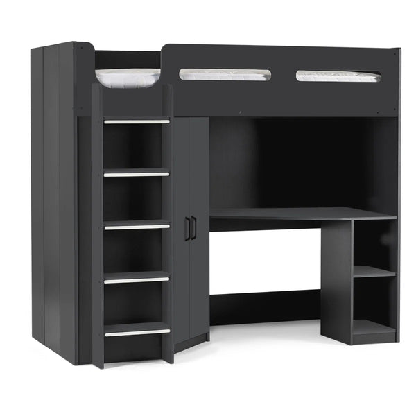Hercules High Sleeper Bed with Integrated Wardrobe, Shelving & Glow-in-the-Dark Steps