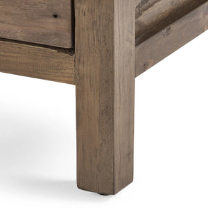 Heritage Reclaimed Wood 3 Drawer Bedside Cabinet with Industrial Metal Handles