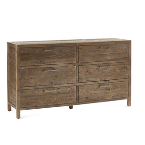 Julian Bowen Heritage 6 Drawer Wide Chest – Reclaimed Wood Rustic Industrial Storage Chest with 6 Spacious Drawers
