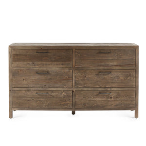 Julian Bowen Heritage 6 Drawer Wide Chest – Reclaimed Wood Rustic Industrial Storage Chest with 6 Spacious Drawers