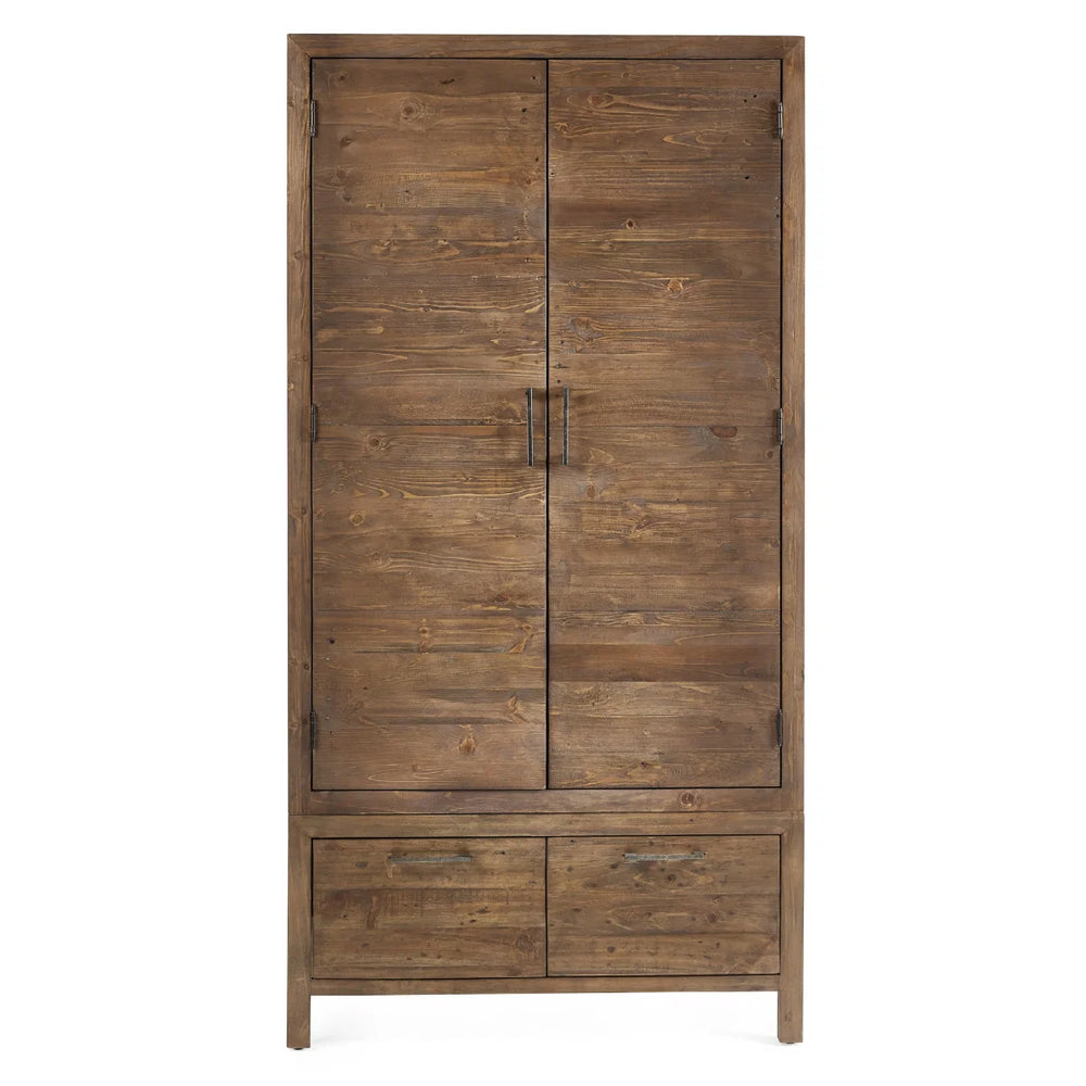 Julian Bowen Heritage Reclaimed Wood 2 Door 1 Drawer Wardrobe with Industrial Metal Handles