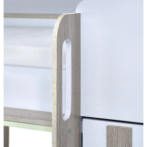 Horizon Wooden Bunk Bed with Wardrobe, Shelving & Glow-in-the-Dark Steps – Pale Wood & White