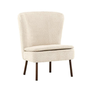 Hällsö Armchair, Beige Bouclé | Trendy Cozy Accent Chair with Walnut Legs