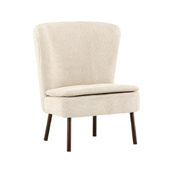 Hällsö Armchair, Beige Bouclé | Trendy Cozy Accent Chair with Walnut Legs