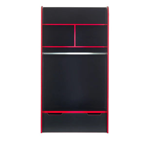 Julian Bowen Impact Gaming Bunk Bed with Desk, Storage Shelves & Hanging Rail – Black & Red