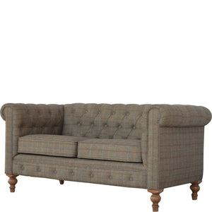 Multi Tweed 2 Seat Chesterfield Sofa in a living room setting
