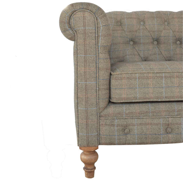 Multi tweed two seater sofa with solid mango wood construction