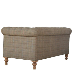 Two seat Chesterfield sofa with multi tweed upholstery