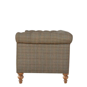 Multi tweed Chesterfield sofa with deep button tufting