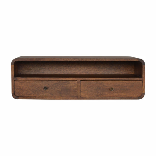 Curved floating chestnut console furniture for modern home