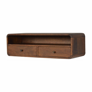Solid mango wood chestnut console table close-up