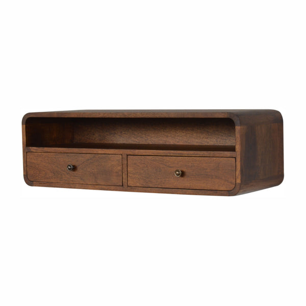 Solid mango wood chestnut console table close-up