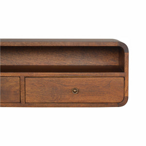 Modern chestnut floating console table for living room