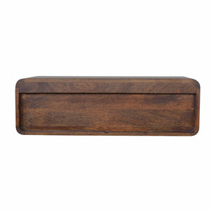 Chestnut wall-mounted console table with two drawers