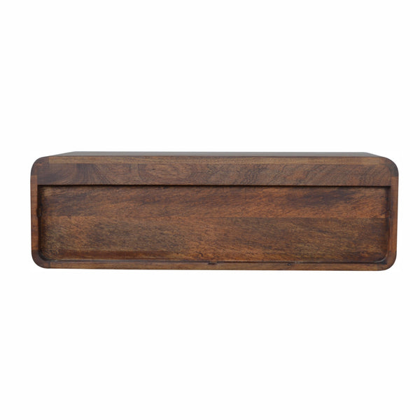 Chestnut wall-mounted console table with two drawers
