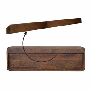 Chestnut wall-mounted console table with two drawers