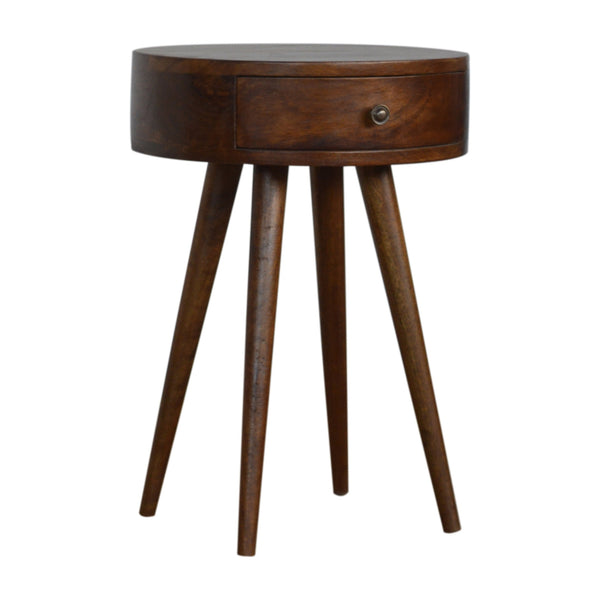 Solid mango wood Nordic chestnut bedside table front view